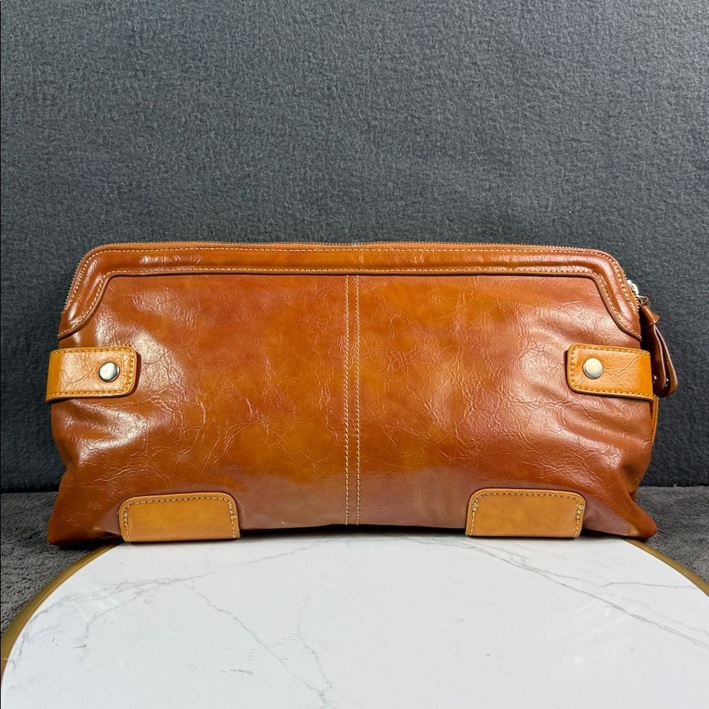 Candie’s Brown Soft Leather Clutch Teal Lined Y2K 90s Vintage Handbag Purse - Picture 3 of 6